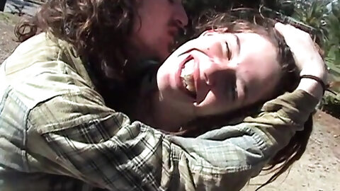 Homeless hippie couple humping for cash in public