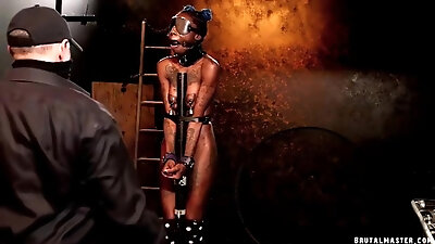 Fuckmeat In Ebony Slave Is Tide On The Pole And Gets Her Ass Whipped