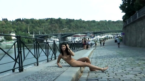 Drahomira nude in public in Prague in HD